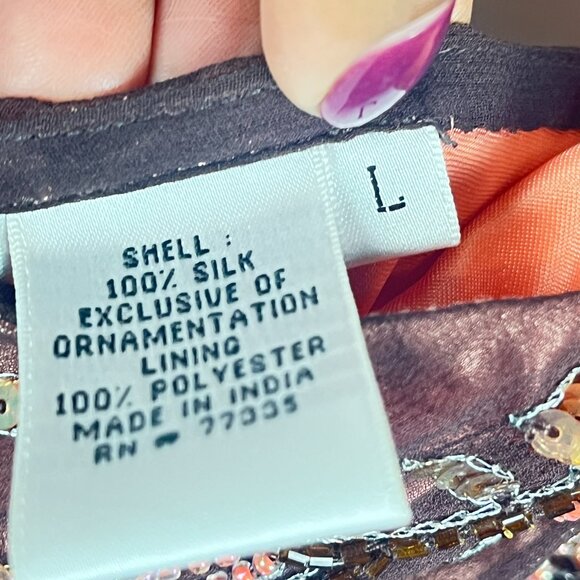 Vintage Scala 100% Silk Beaded Assymetrical Dress Large - Picture 5 of 6